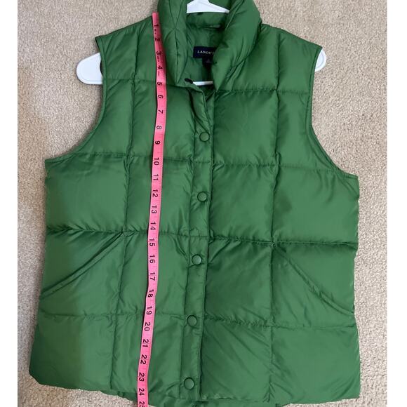 Lands End Women's Goose Down & Feather Green Puffer Vest Cropped Size Small 6-8 - Picture 6 of 6
